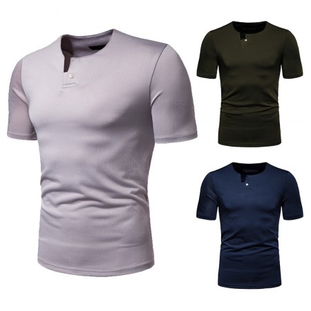 New Summer Thin High Stretch Men's Short Sleeve Round Neck T-Shirt