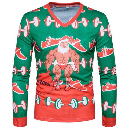 Santa Claus Digital Printing Long-Sleeved T-Shirt